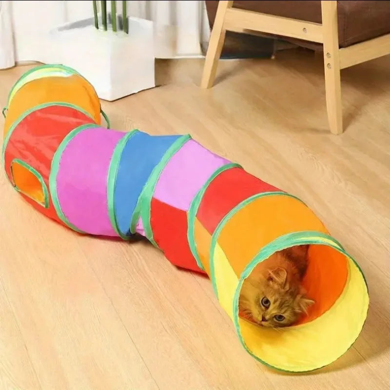 Cat Rainbow Tunnel Tube, Foldable Cat Toy