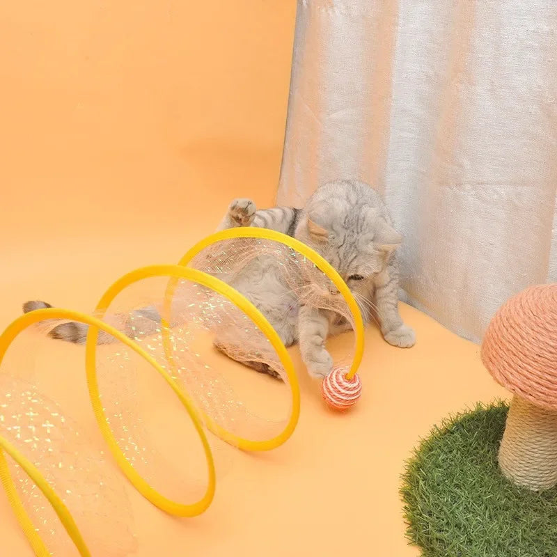 Folded Cat Tunnel S Type Cats Tunnel Spring Toy