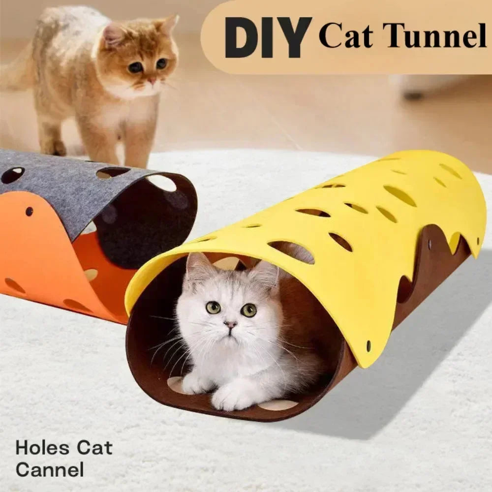 Cat Tunnels Bed Foldable Pet Tunnel Tube Bed with Holes