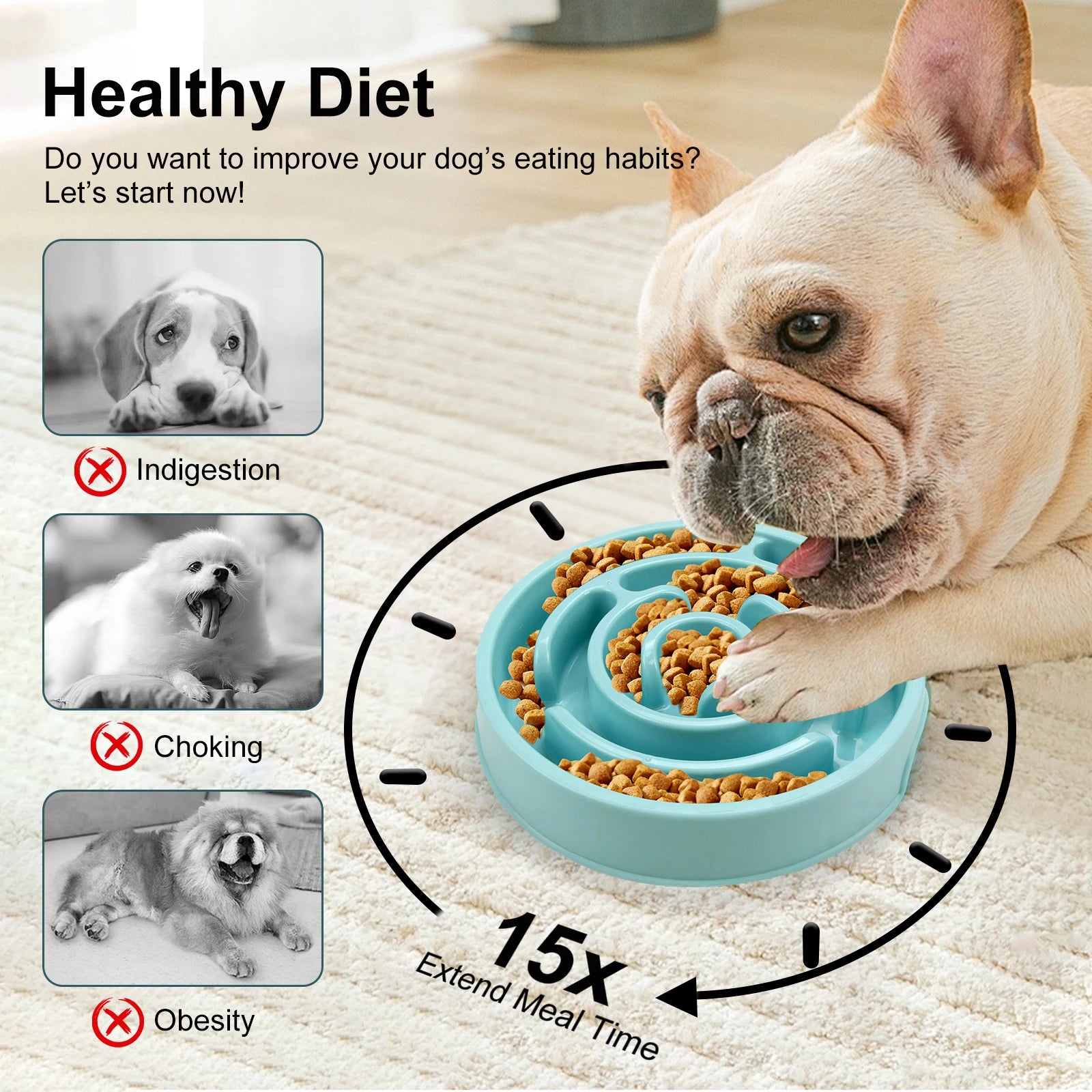 Pet Dog Slow Feeder Bowl Fun